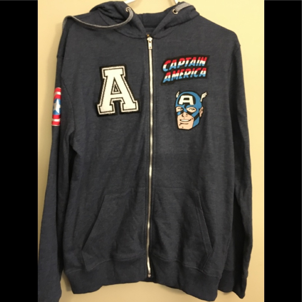 Marvel Captain America Zipper Hoodie Ava M New